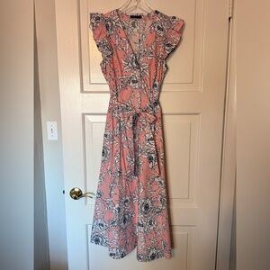 Tommy Hilfiger Pink Floral V-Neck Maxi Dress